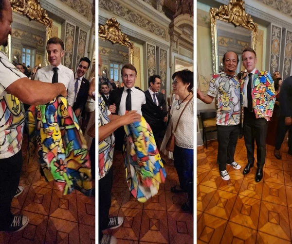 Encontro de Menelaw Sete e Emmanuel Macron em Salvador