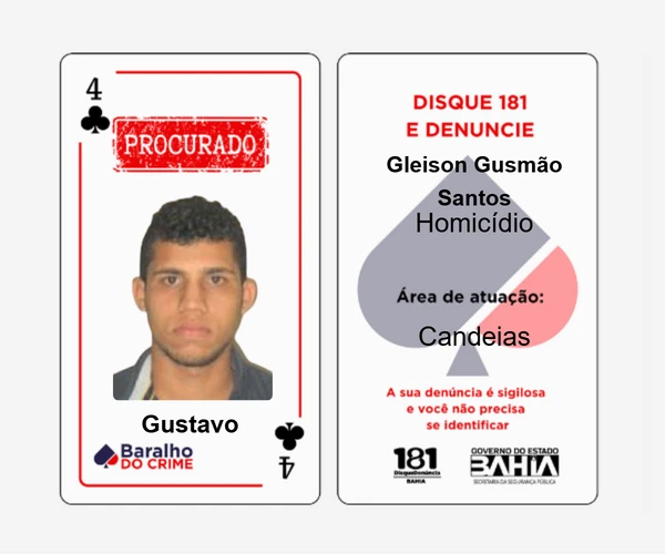 Baralho do Crime lista criminosos mais procurados da Bahia por Reprodução