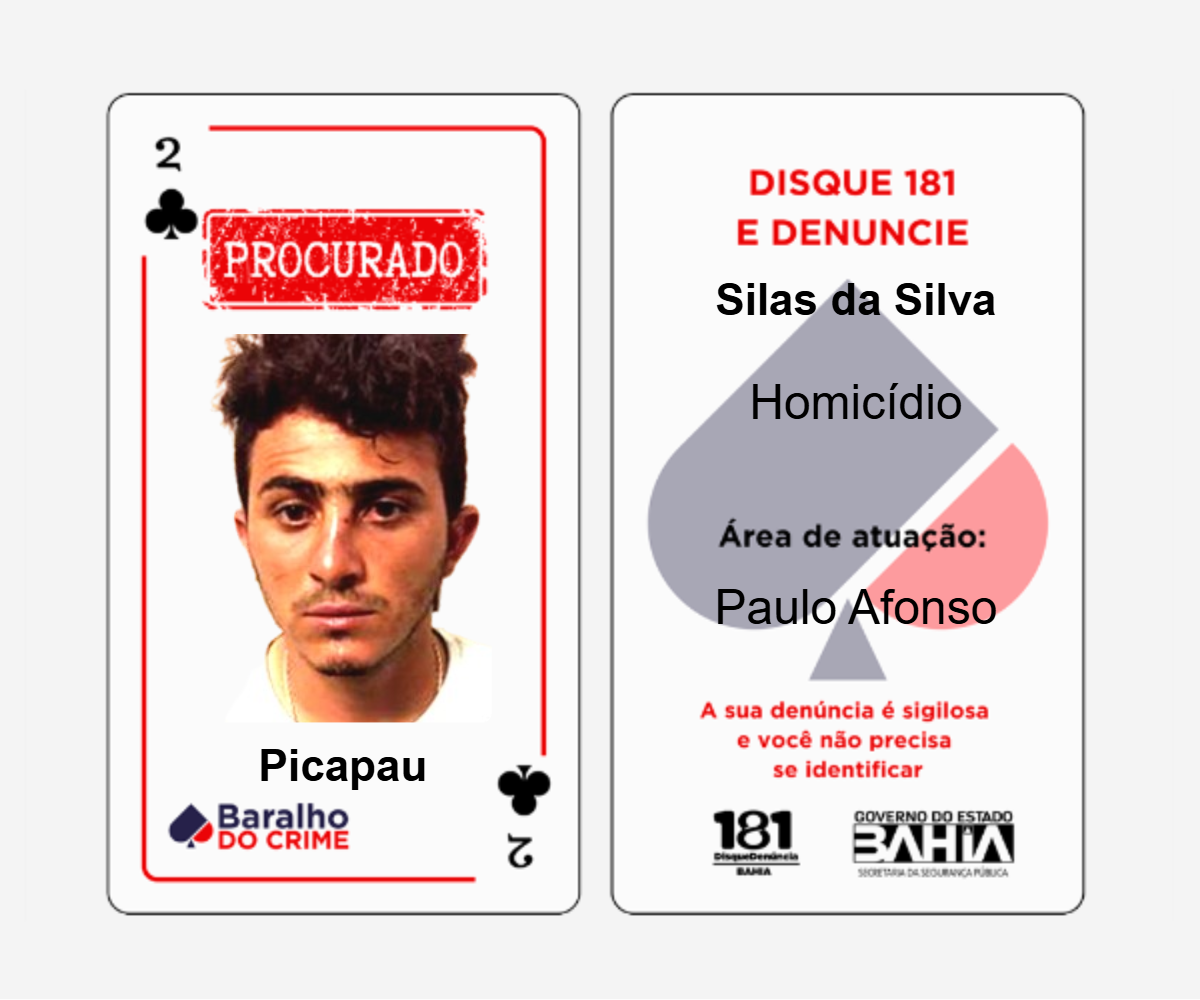 Baralho do Crime lista criminosos mais procurados da Bahia por Reprodução