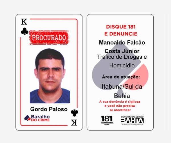 Baralho do Crime lista criminosos mais procurados da Bahia por Reprodução