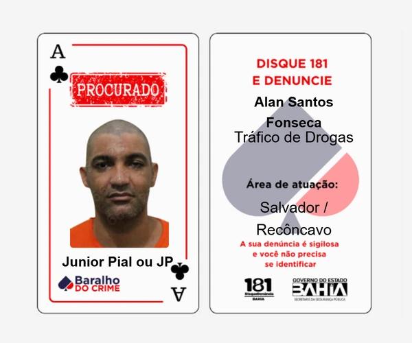 Baralho do Crime lista criminosos mais procurados da Bahia por Reprodução