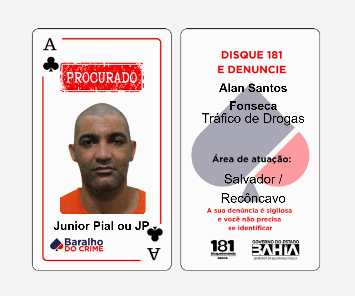 Baralho do Crime lista criminosos mais procurados da Bahia por Reprodução