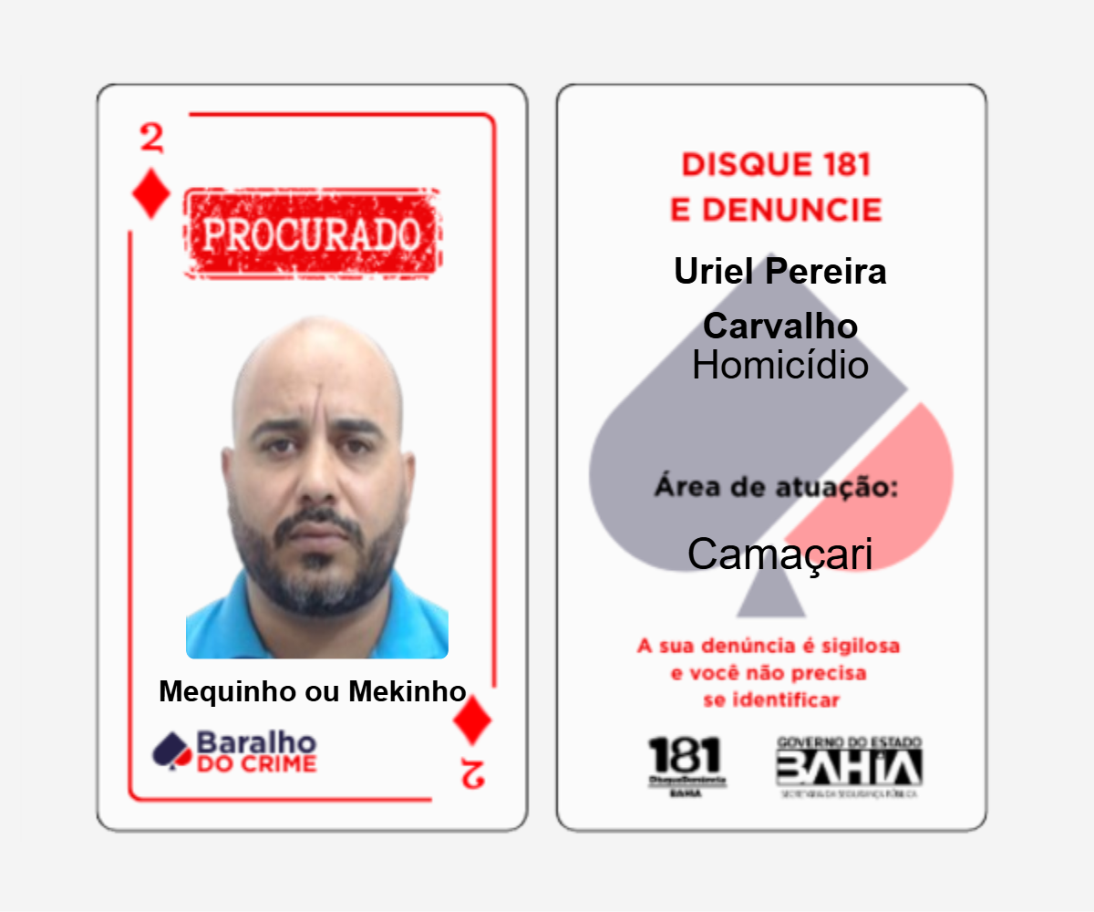 Baralho do Crime lista criminosos mais procurados da Bahia por Reprodução