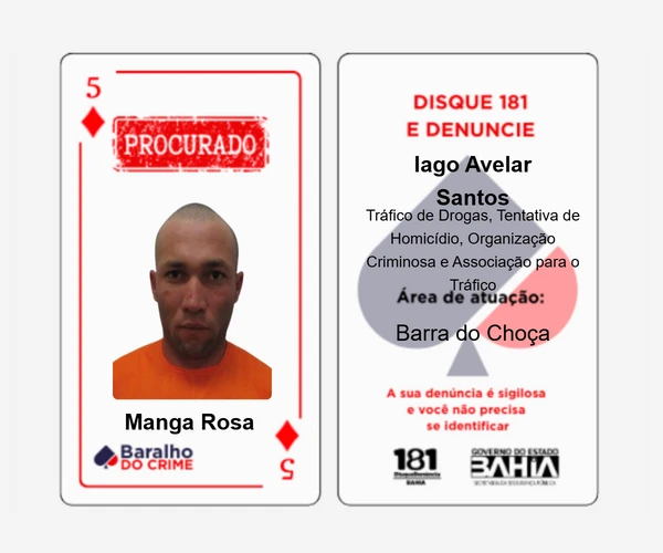 Baralho do Crime lista criminosos mais procurados da Bahia por Reprodução