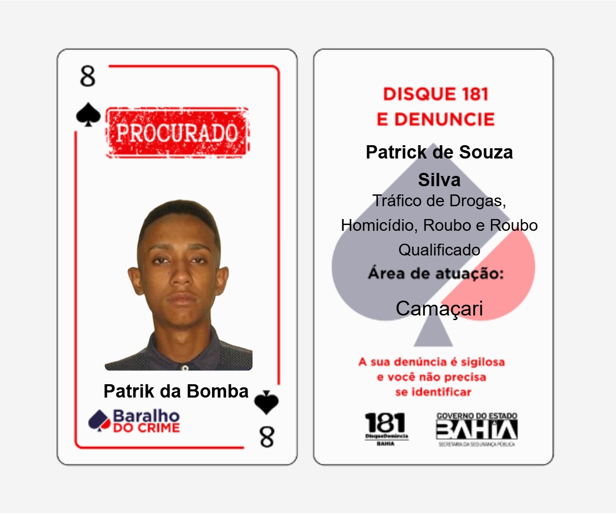 Baralho do Crime lista criminosos mais procurados da Bahia por Reprodução