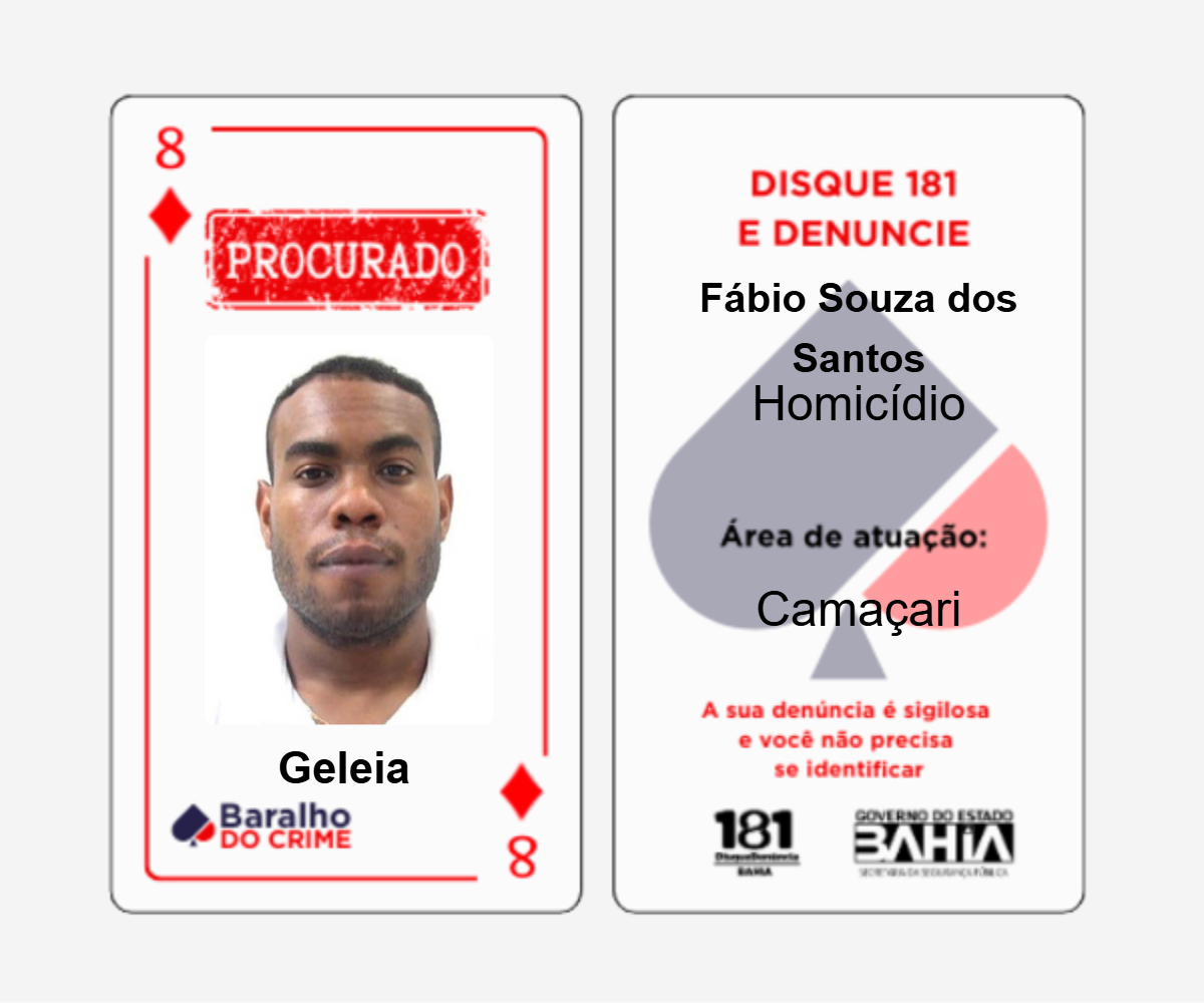 Baralho do Crime lista criminosos mais procurados da Bahia por Reprodução