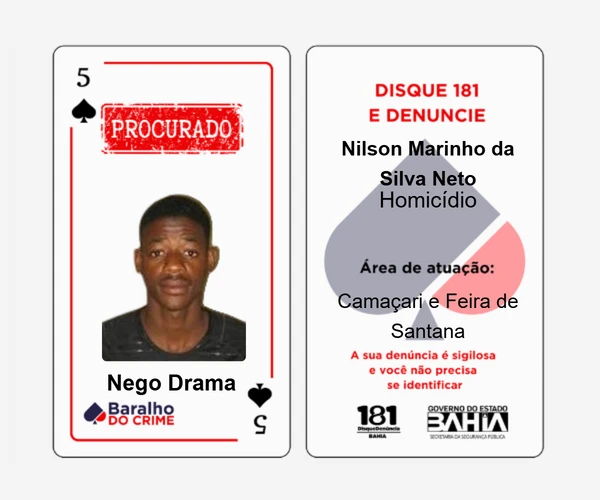 Baralho do Crime lista criminosos mais procurados da Bahia por Reprodução