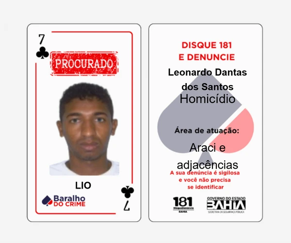 Baralho do Crime lista criminosos mais procurados da Bahia por Reprodução