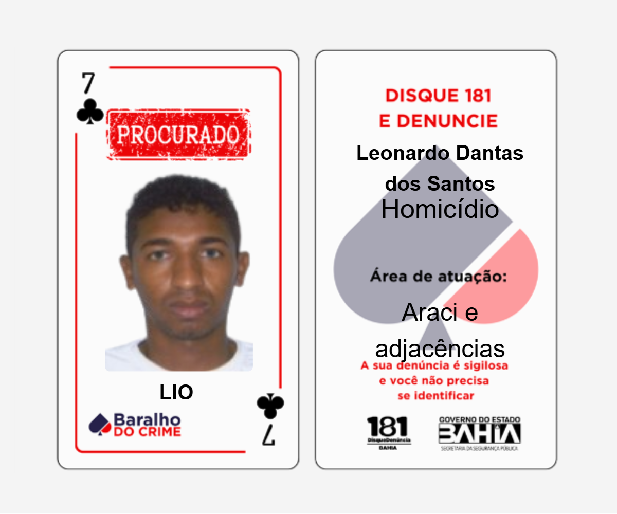 Baralho do Crime lista criminosos mais procurados da Bahia por Reprodução