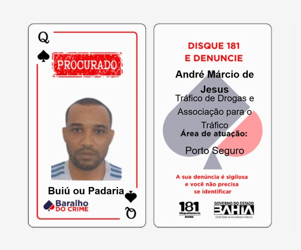 Baralho do Crime lista criminosos mais procurados da Bahia por Reprodução