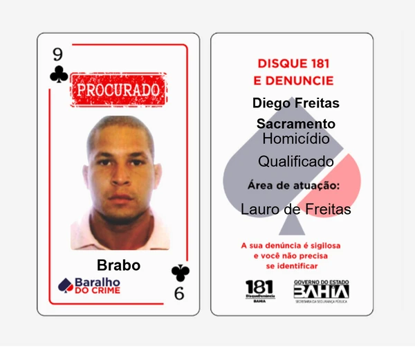 Baralho do Crime lista criminosos mais procurados da Bahia por Reprodução