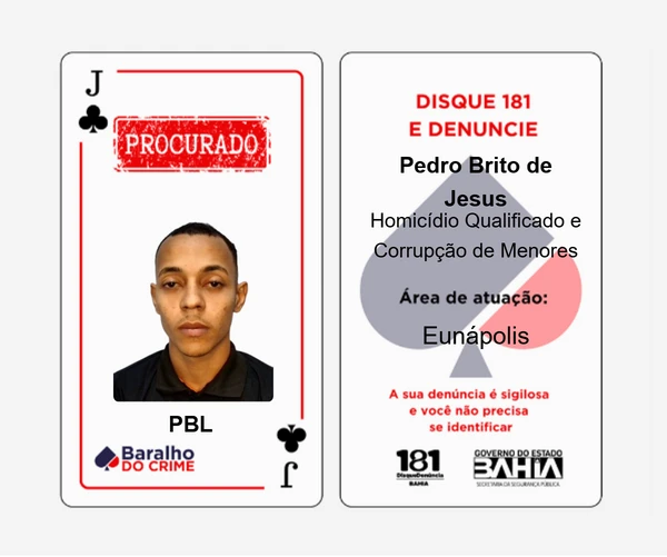 Baralho do Crime lista criminosos mais procurados da Bahia por Reprodução
