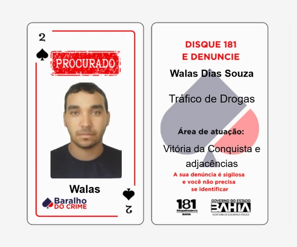 Baralho do Crime lista criminosos mais procurados da Bahia por Reprodução