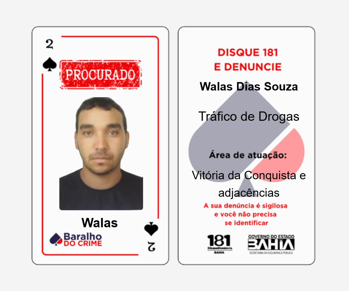 Baralho do Crime lista criminosos mais procurados da Bahia por Reprodução