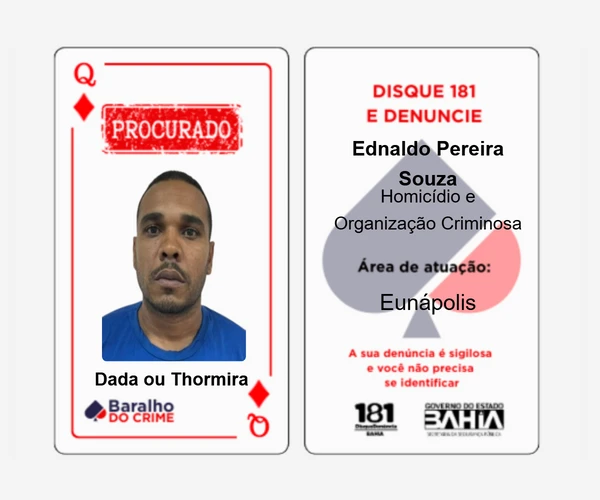 Baralho do Crime lista criminosos mais procurados da Bahia por Reprodução