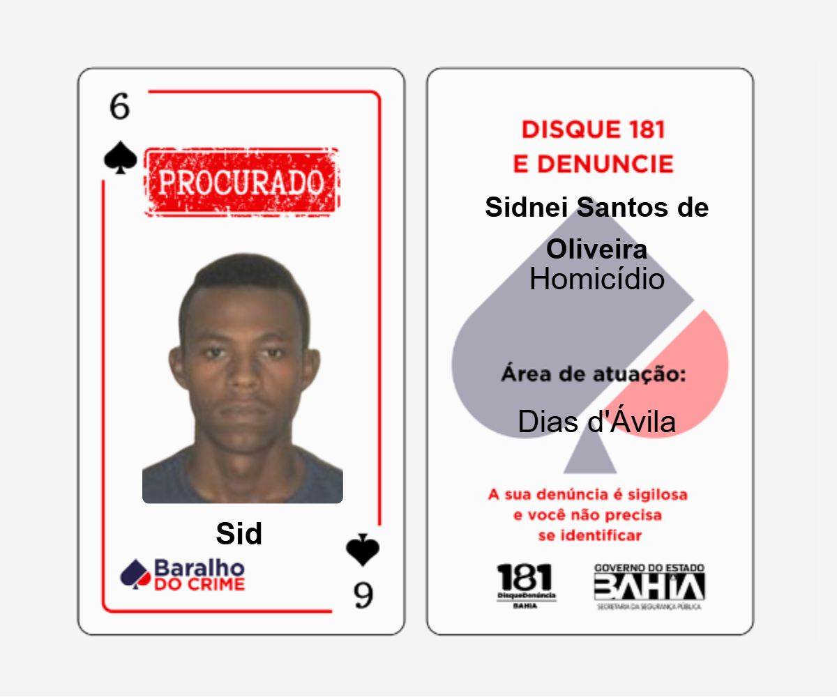 Baralho do Crime lista criminosos mais procurados da Bahia por Reprodução