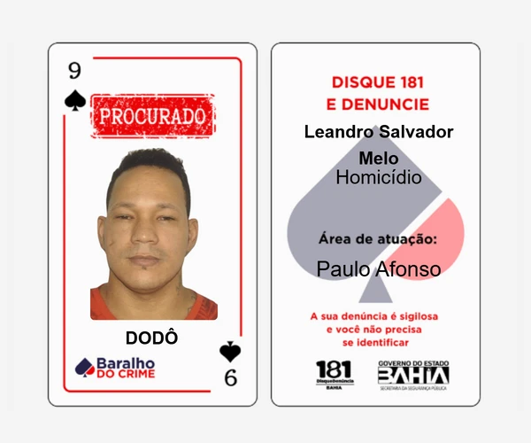 Baralho do Crime lista criminosos mais procurados da Bahia por Reprodução