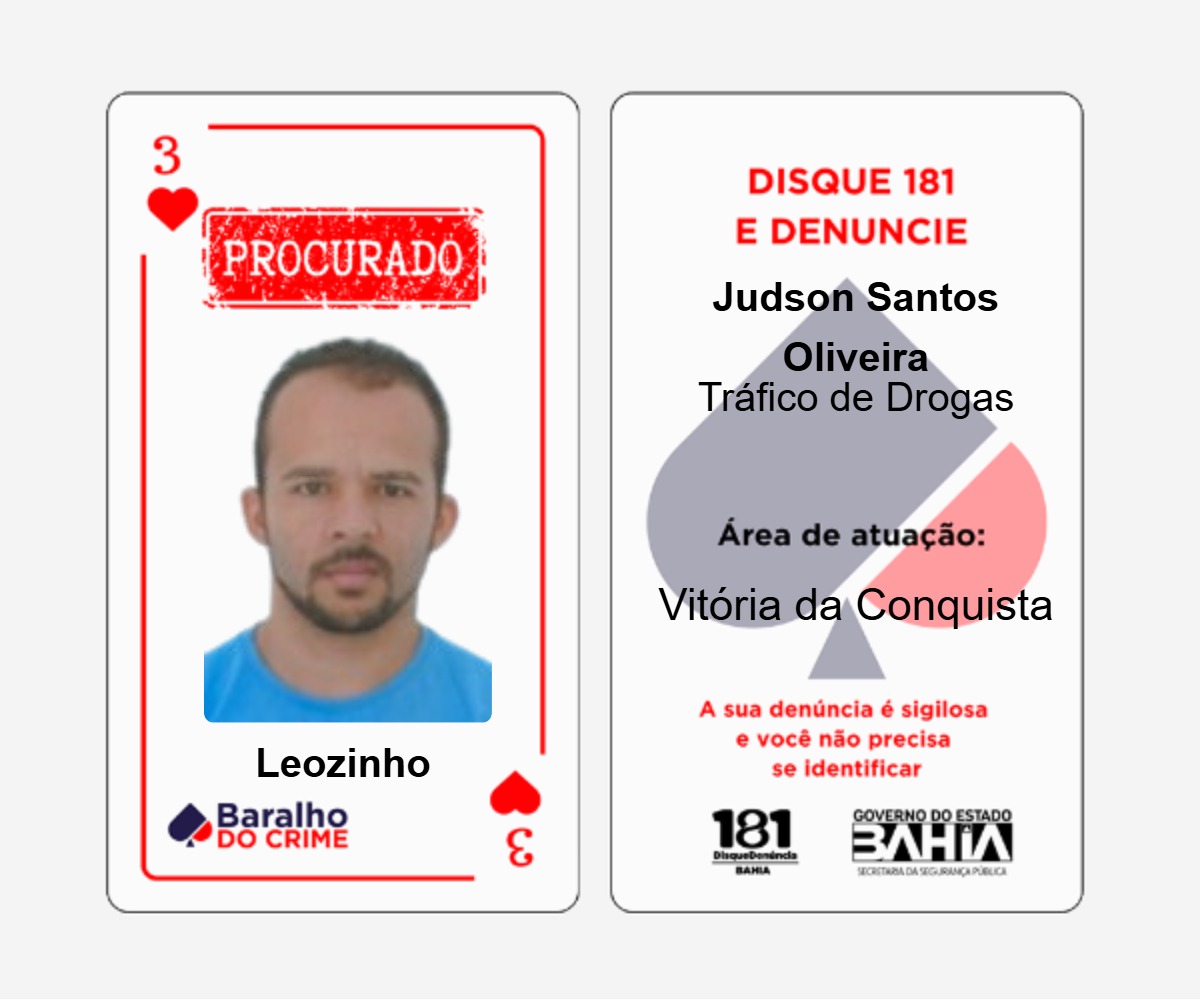 Baralho do Crime lista criminosos mais procurados da Bahia por Reprodução