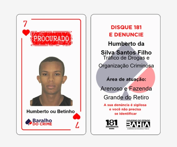 Baralho do Crime lista criminosos mais procurados da Bahia por Reprodução