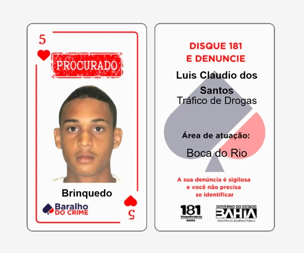 Baralho do Crime lista criminosos mais procurados da Bahia por Reprodução