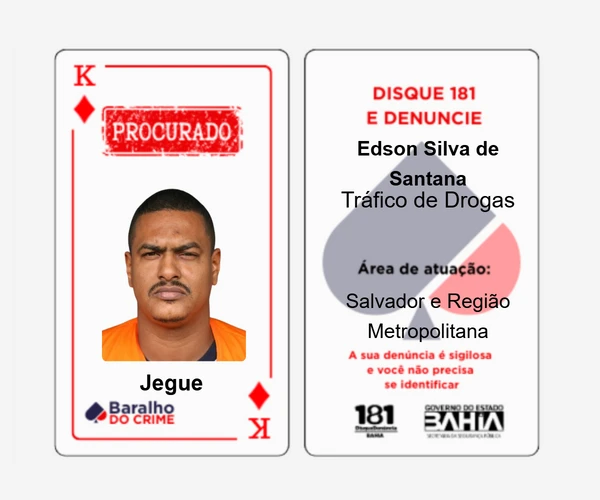 Baralho do Crime lista criminosos mais procurados da Bahia por Reprodução