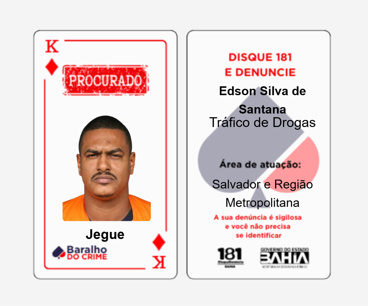 Baralho do Crime lista criminosos mais procurados da Bahia por Reprodução