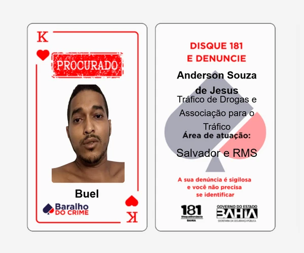 Baralho do Crime lista criminosos mais procurados da Bahia por Reprodução