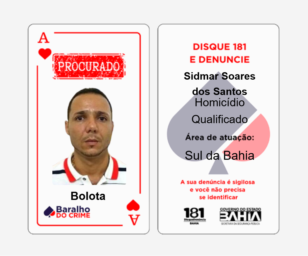 Baralho do Crime lista criminosos mais procurados da Bahia por Reprodução