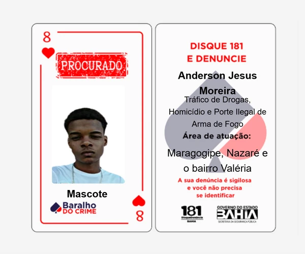 Baralho do Crime lista criminosos mais procurados da Bahia por Reprodução
