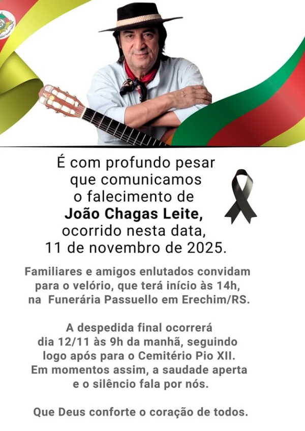 Cantor faleceu na manhã desta terça-feira (11)