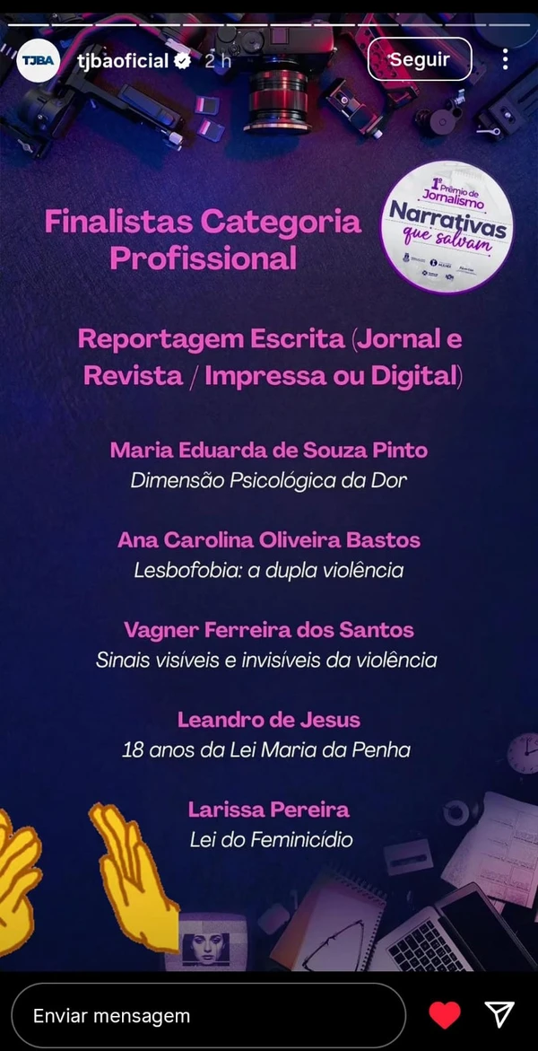 Finalistas da premiação