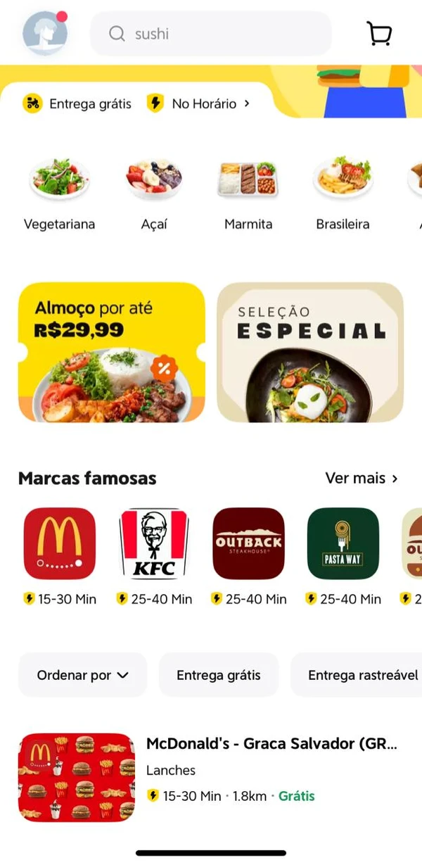 Veja como acessar o 99Food por Captura de tela