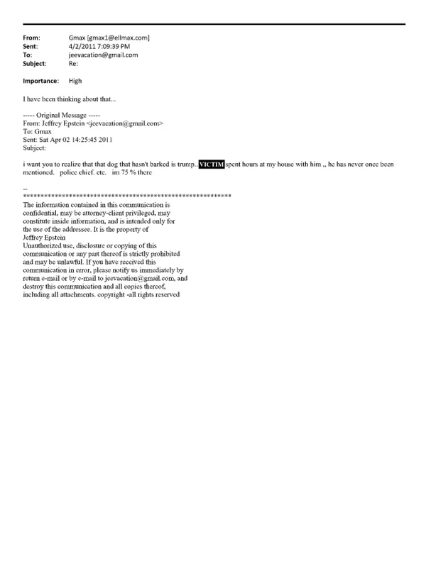 E-mails enviados por Jeffrey Epstein que citam envolvimento de Trump com uma das vítimas por Reprodução