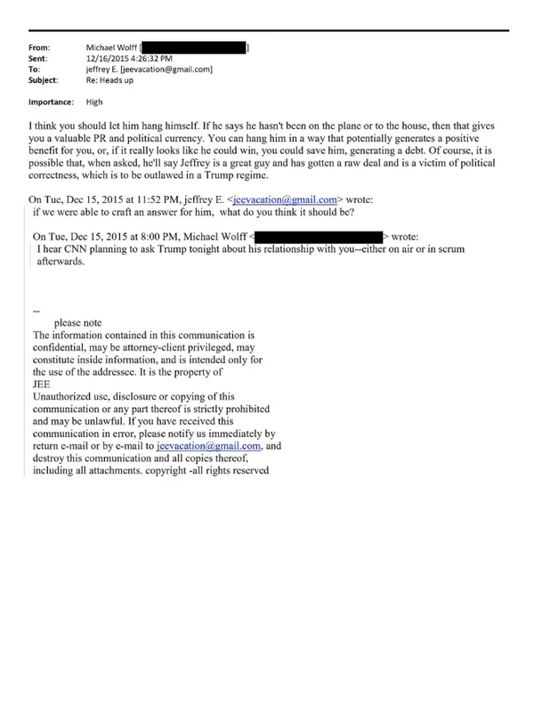 E-mails enviados por Jeffrey Epstein que citam envolvimento de Trump com uma das vítimas por Reprodução