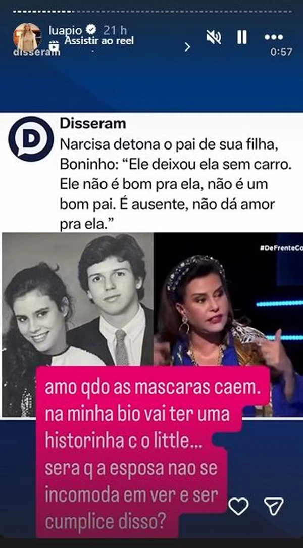 Luana Piovani comentou crítica de Narcisa a Boninho  por Reprodução