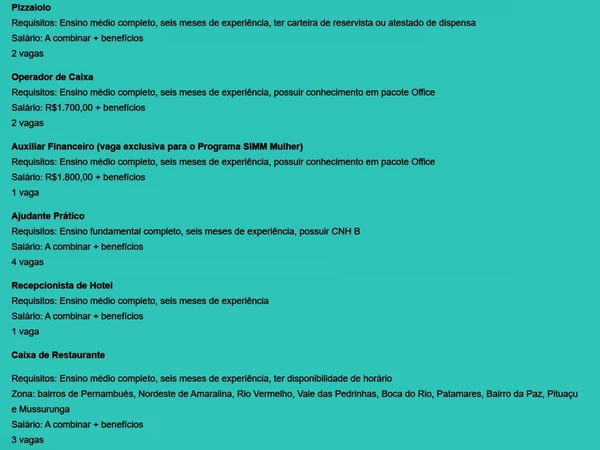 Veja vagas por Reprodução