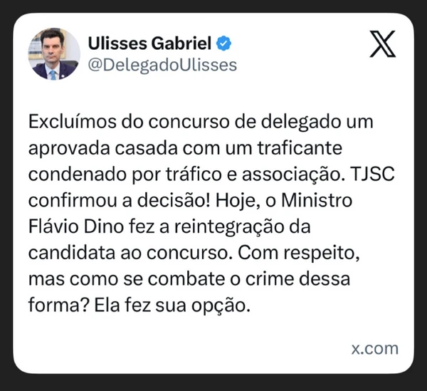 Delegado-geral se manigesta contra decisão do STF por Reprodução