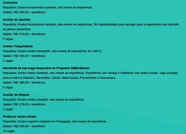 Vagas por Reprodução