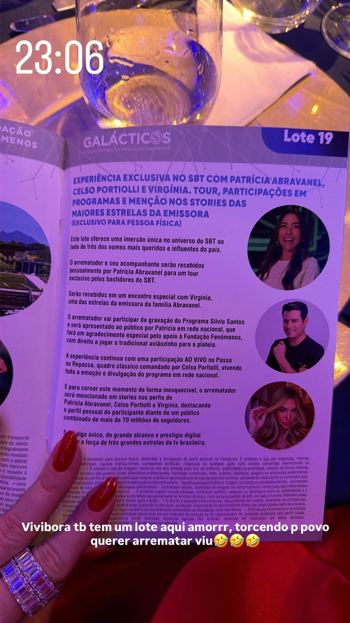 Virginia Fonseca no Leilão Galácticos, promovido por Ronaldo Fenômeno e Celina Locks por Reprodução/Instagram