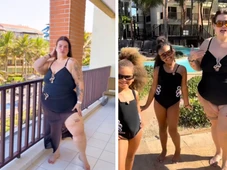 Imagem - 'Ainda mais linda': Thais Carla surpreende ao posar de maiô com as filhas