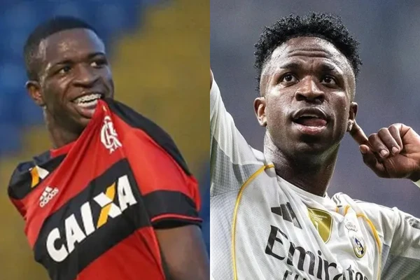Vini Jr, do Real Madrid por Divulgação/Flamengo e Reprodução/Instagram