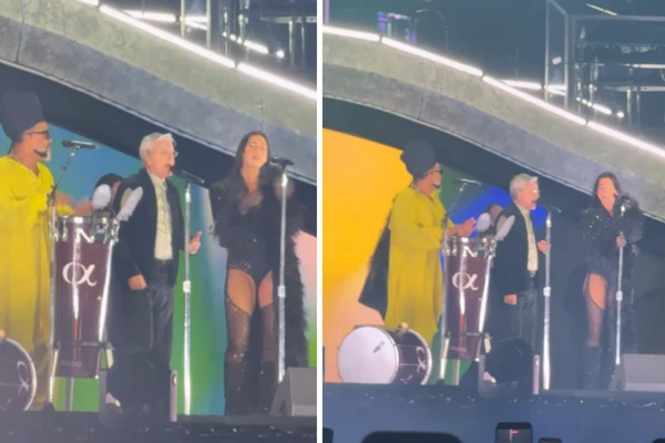 Dua Lipa, Carlinhos Brown e Caetano em turnê da britânica em SP por Reprodução / X