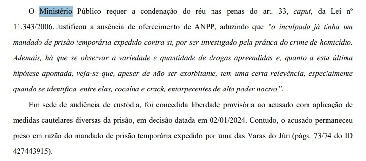 Com 'maus antecedentes', condenado é solto porque MP não pediu prisão por Reprodução