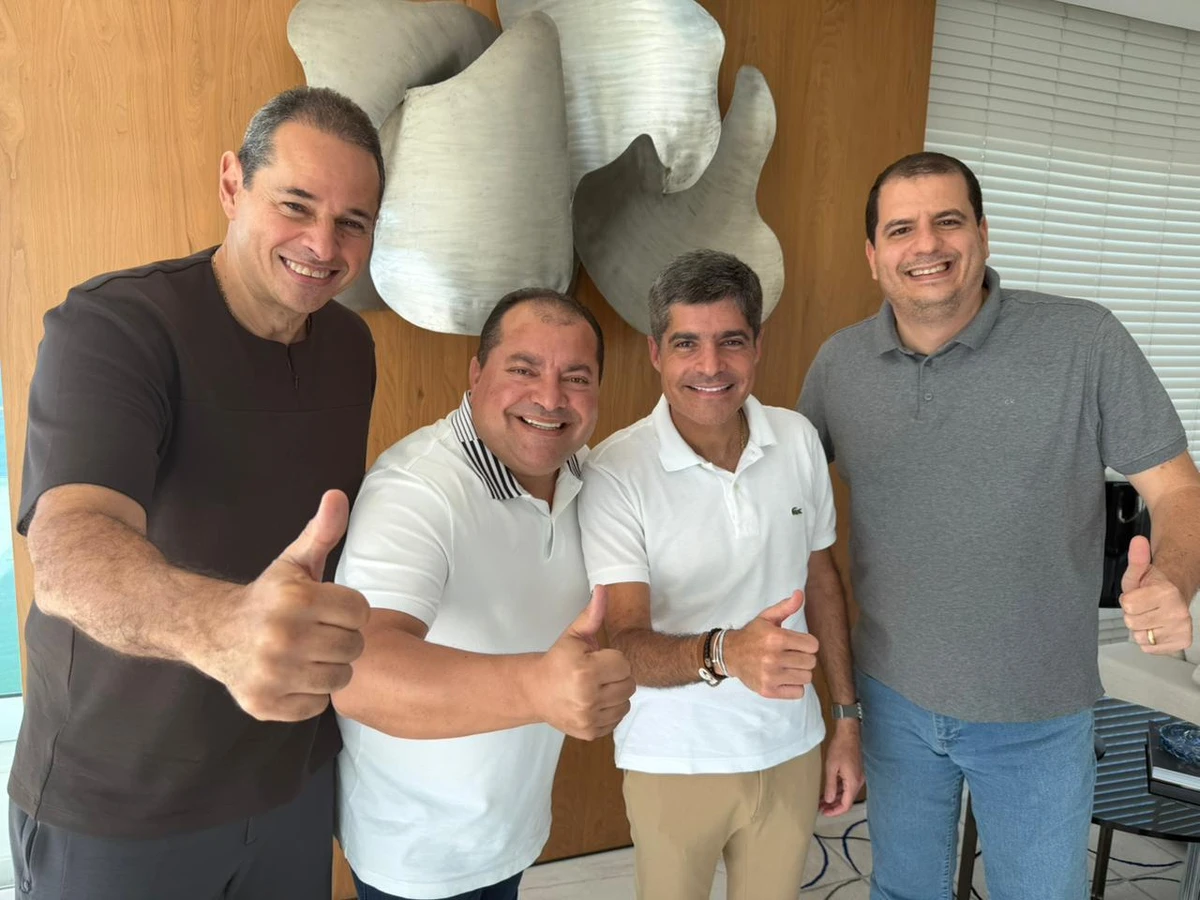 Nelson Leal, Cafu Barreto, ACM Neto e o ex-prefeito Reinaldinho Filho (na ordem)