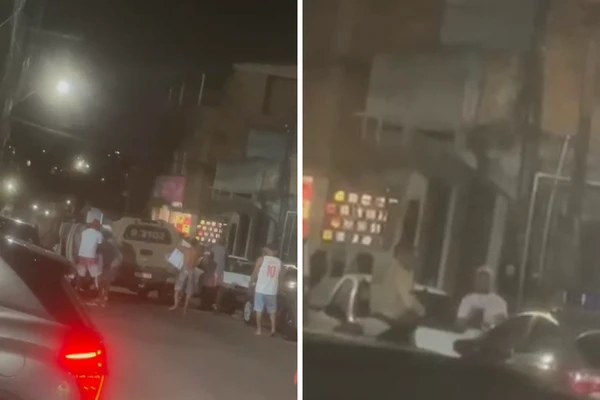 PM é flagrado dando coronhada em homem durante protesto pacífico em Salvador