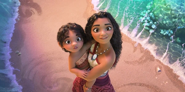 Moana ao lado da irmã Simea em cena de Moana 2 por Divulgação/Walt Disney Studios 