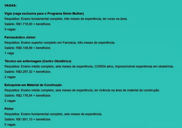 Veja vagas por Reprodução