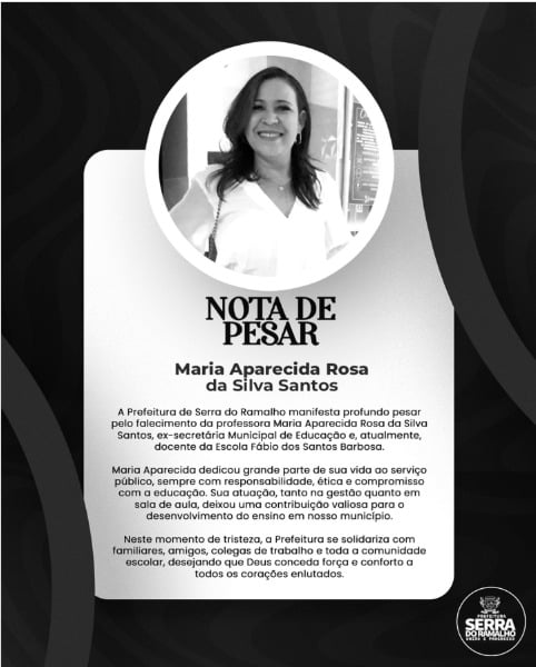  Maria Aparecida Rosa da Silva Santos, ex-secretária de Educação de Serra do Ramalho por Reprodução