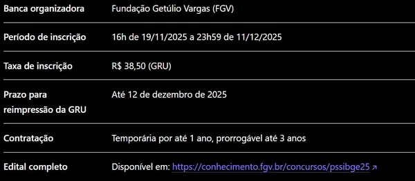 Confira detalhes das vagas do concurso do IBGE  por Captura de tela, com auxílio de IA