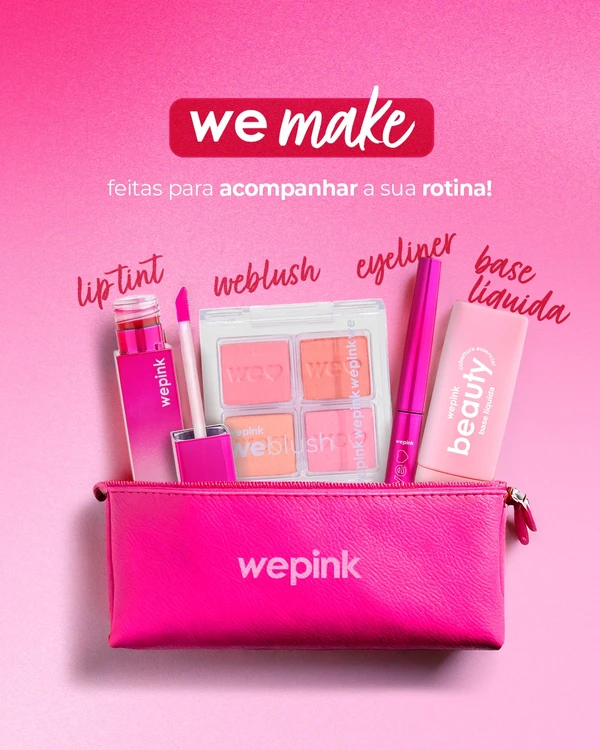 Produtos da empresa de cosméticos WePink